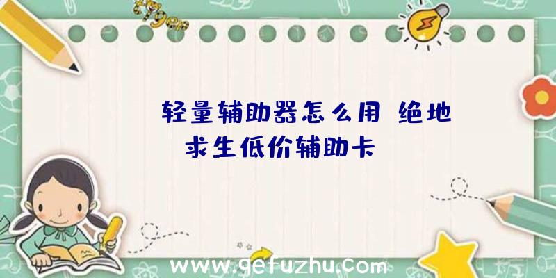 pubg轻量辅助器怎么用、绝地求生低价辅助卡