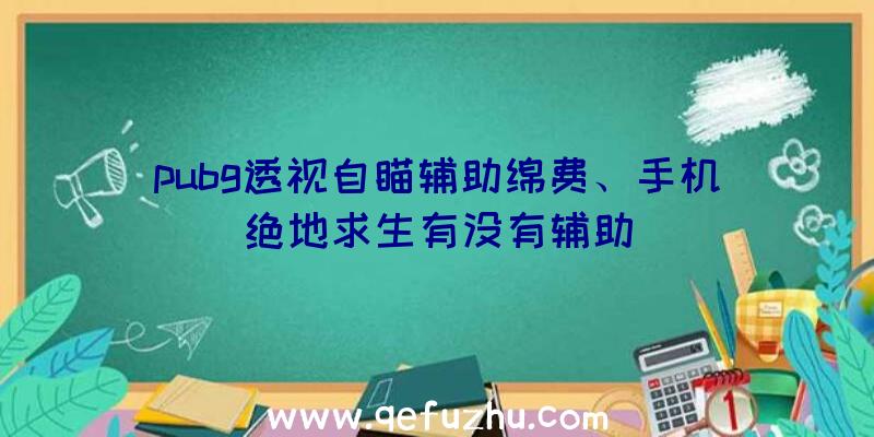 pubg透视自瞄辅助绵费、手机绝地求生有没有辅助