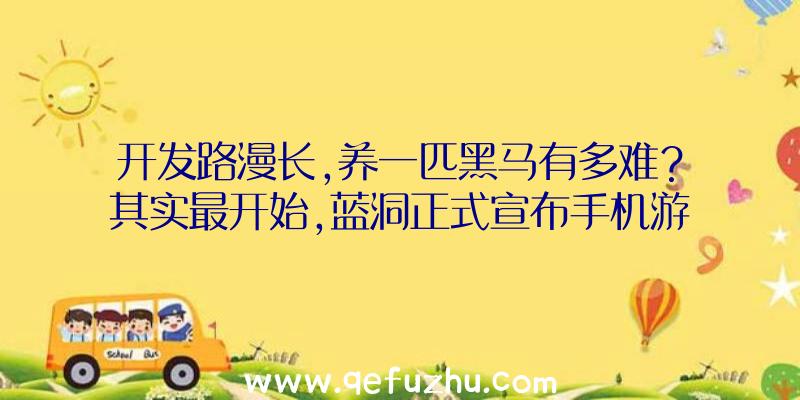 开发路漫长,养一匹黑马有多难？其实最开始,蓝洞正式宣布手机游