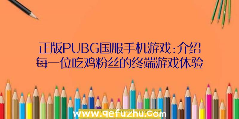 正版PUBG国服手机游戏:介绍每一位吃鸡粉丝的终端游戏体验