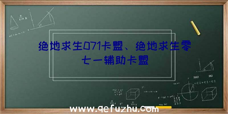 绝地求生071卡盟、绝地求生零七一辅助卡盟