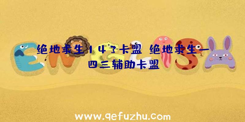 绝地求生143卡盟、绝地求生一四三辅助卡盟