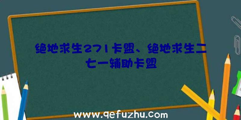 绝地求生271卡盟、绝地求生二七一辅助卡盟