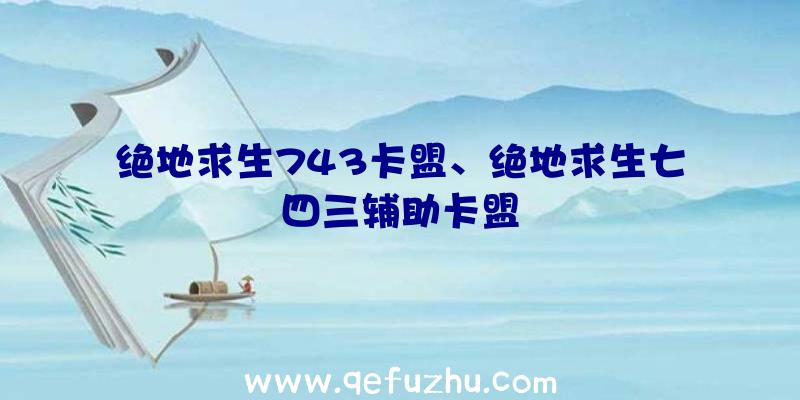 绝地求生743卡盟、绝地求生七四三辅助卡盟