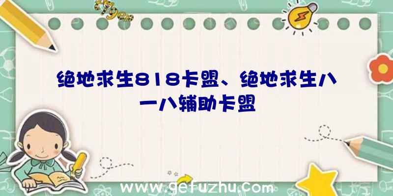 绝地求生818卡盟、绝地求生八一八辅助卡盟