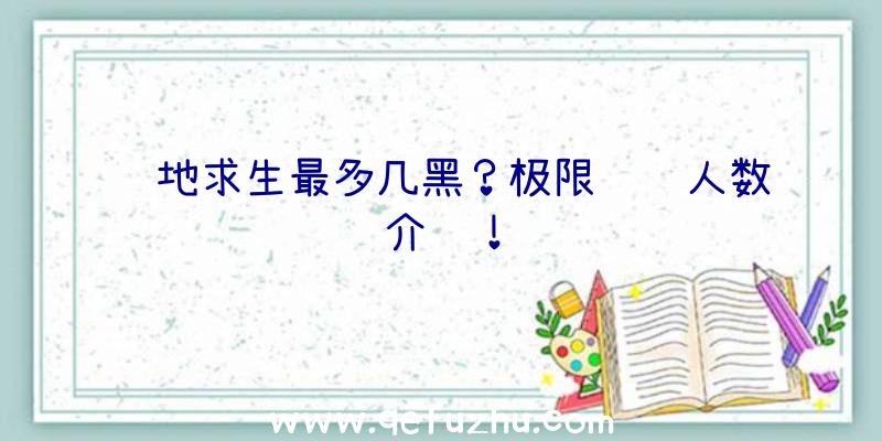 绝地求生最多几黑？极限组队人数介绍！