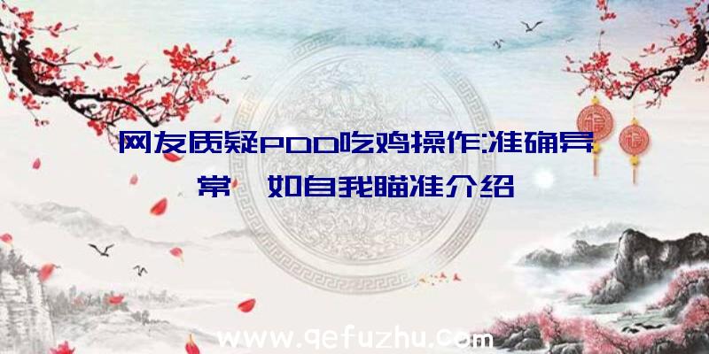 网友质疑PDD吃鸡操作:准确异常,如自我瞄准介绍